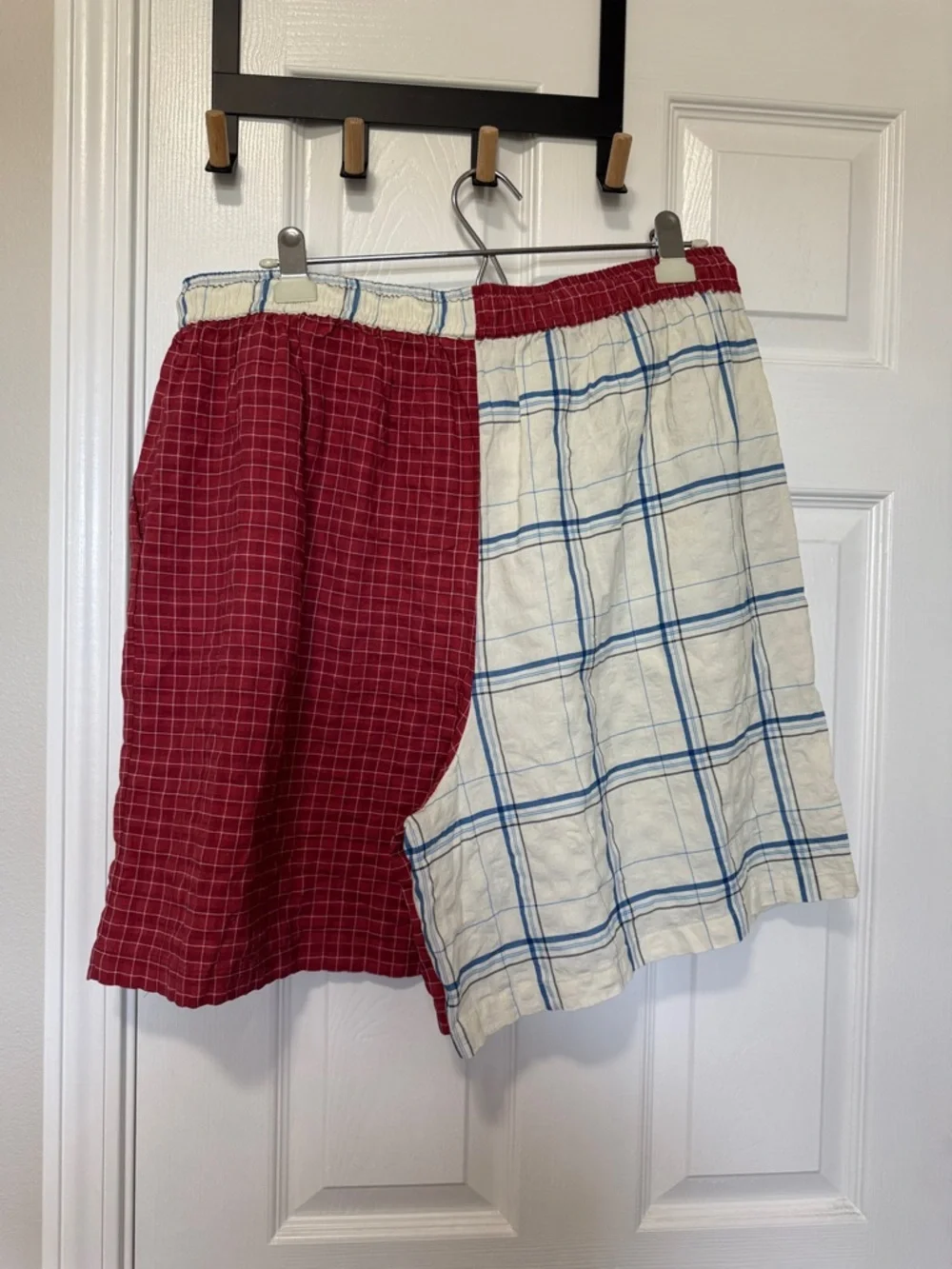 Anthropologie Celandine Drawstring Shorts Red Blue plaid NWT Sz Large Elastic - Picture 6 of 7